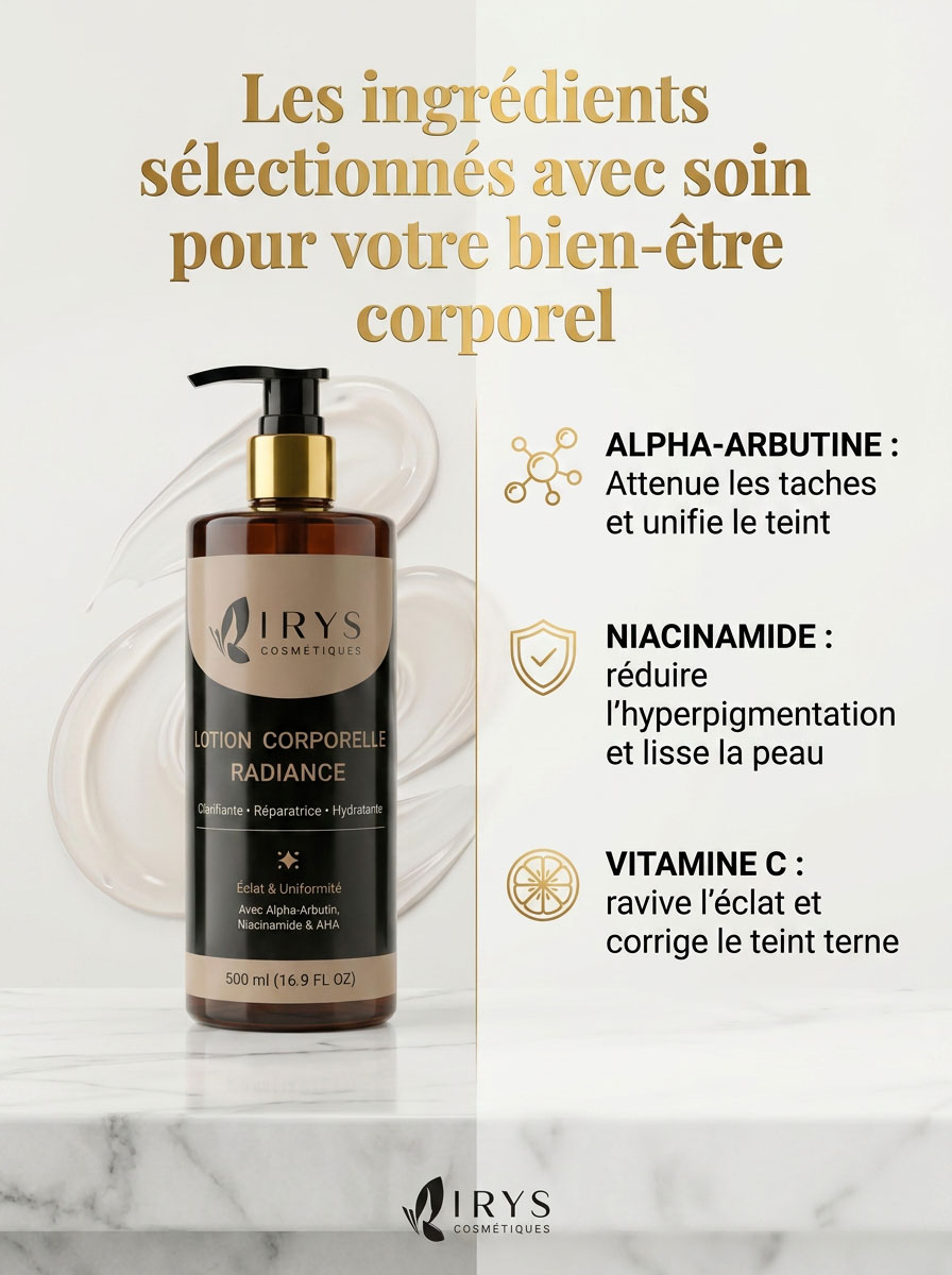 Ingrediants lotion corporelle radiance
